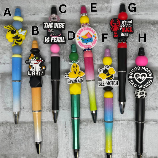 Handmade sarcastic beaded pen with funny quote