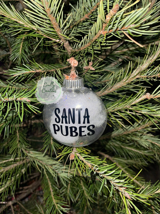 Santa Pubes Flat Ornament, Santa, Christmas Ornament, Santa Ornament, Gag Gifts White elephant gift