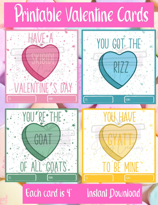 Teen Slang Valentine Cards- Digital PNG, Valentine Instant Download